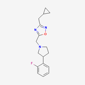 molecular formula C17H20FN3O B3797132 3-(cyclopropylmethyl)-5-{[3-(2-fluorophenyl)-1-pyrrolidinyl]methyl}-1,2,4-oxadiazole 