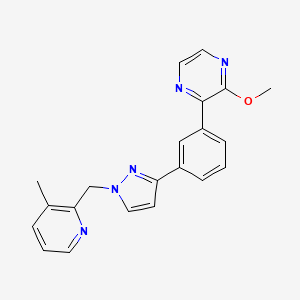 molecular formula C21H19N5O B3797144 2-Methoxy-3-[3-[1-[(3-methylpyridin-2-yl)methyl]pyrazol-3-yl]phenyl]pyrazine 