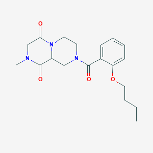 molecular formula C19H25N3O4 B3797150 8-(2-butoxybenzoyl)-2-methyltetrahydro-2H-pyrazino[1,2-a]pyrazine-1,4(3H,6H)-dione 