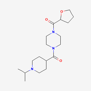 molecular formula C18H31N3O3 B3797186 1-[(1-isopropylpiperidin-4-yl)carbonyl]-4-(tetrahydrofuran-2-ylcarbonyl)piperazine 