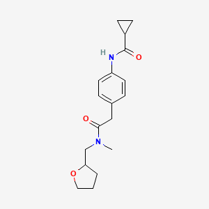 molecular formula C18H24N2O3 B3797188 N-[4-[2-[methyl(oxolan-2-ylmethyl)amino]-2-oxoethyl]phenyl]cyclopropanecarboxamide 