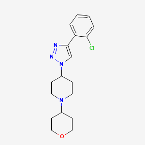 molecular formula C18H23ClN4O B3797201 4-[4-(2-chlorophenyl)-1H-1,2,3-triazol-1-yl]-1-(tetrahydro-2H-pyran-4-yl)piperidine trifluoroacetate 