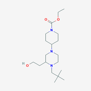 ethyl 4-[4-(2,2-dimethylpropyl)-3-(2-hydroxyethyl)-1-piperazinyl]-1-piperidinecarboxylate