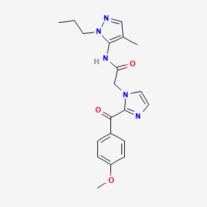 molecular formula C20H23N5O3 B3797246 2-[2-(4-methoxybenzoyl)-1H-imidazol-1-yl]-N-(4-methyl-1-propyl-1H-pyrazol-5-yl)acetamide 