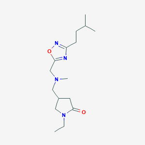 molecular formula C16H28N4O2 B3797266 1-Ethyl-4-[[methyl-[[3-(3-methylbutyl)-1,2,4-oxadiazol-5-yl]methyl]amino]methyl]pyrrolidin-2-one 