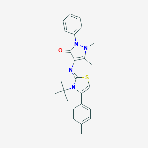 molecular formula C25H28N4OS B379727 4-[[3-Tert-butyl-4-(4-methylphenyl)-1,3-thiazol-2-ylidene]amino]-1,5-dimethyl-2-phenylpyrazol-3-one CAS No. 324577-91-5