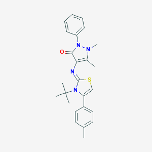 4-[[3-Tert-butyl-4-(4-methylphenyl)-1,3-thiazol-2-ylidene]amino]-1,5-dimethyl-2-phenylpyrazol-3-one