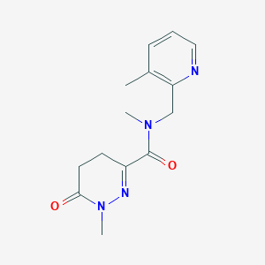 molecular formula C14H18N4O2 B3797282 N,1-dimethyl-N-[(3-methyl-2-pyridinyl)methyl]-6-oxo-1,4,5,6-tetrahydro-3-pyridazinecarboxamide trifluoroacetate 