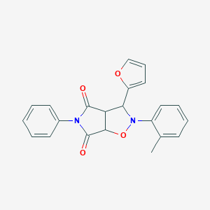 molecular formula C22H18N2O4 B379733 3-(2-furyl)-2-(2-methylphenyl)-5-phenyldihydro-2H-pyrrolo[3,4-d]isoxazole-4,6(3H,5H)-dione CAS No. 5851-71-8