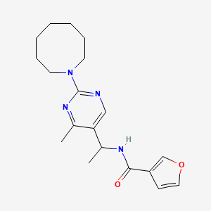 N-[1-[2-(azocan-1-yl)-4-methylpyrimidin-5-yl]ethyl]furan-3-carboxamide