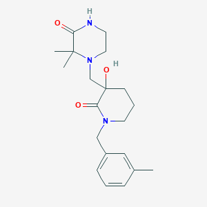 molecular formula C20H29N3O3 B3797427 4-{[3-hydroxy-1-(3-methylbenzyl)-2-oxo-3-piperidinyl]methyl}-3,3-dimethyl-2-piperazinone 