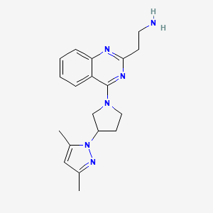 molecular formula C19H24N6 B3797447 2-[4-[3-(3,5-Dimethylpyrazol-1-yl)pyrrolidin-1-yl]quinazolin-2-yl]ethanamine 