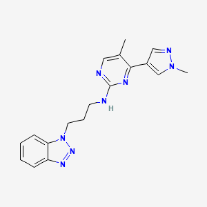 molecular formula C18H20N8 B3797449 N-[3-(benzotriazol-1-yl)propyl]-5-methyl-4-(1-methylpyrazol-4-yl)pyrimidin-2-amine 