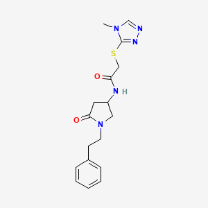 molecular formula C17H21N5O2S B3797506 2-[(4-methyl-4H-1,2,4-triazol-3-yl)thio]-N-[5-oxo-1-(2-phenylethyl)-3-pyrrolidinyl]acetamide 