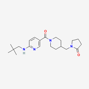 molecular formula C21H32N4O2 B3797532 1-{[1-({6-[(2,2-dimethylpropyl)amino]-3-pyridinyl}carbonyl)-4-piperidinyl]methyl}-2-pyrrolidinone 