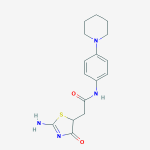 molecular formula C16H20N4O2S B379758 2-(2-imino-4-oxo-1,3-thiazolidin-5-yl)-N-[4-(1-piperidinyl)phenyl]acetamide CAS No. 305373-34-6