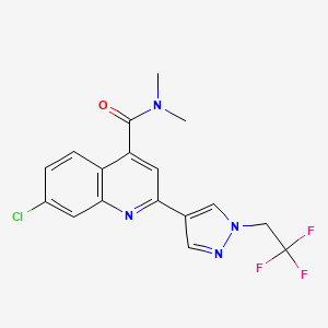 molecular formula C17H14ClF3N4O B3797593 7-chloro-N,N-dimethyl-2-[1-(2,2,2-trifluoroethyl)-1H-pyrazol-4-yl]quinoline-4-carboxamide 