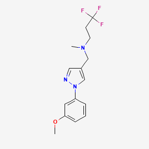 molecular formula C15H18F3N3O B3797620 3,3,3-trifluoro-N-{[1-(3-methoxyphenyl)-1H-pyrazol-4-yl]methyl}-N-methylpropan-1-amine 