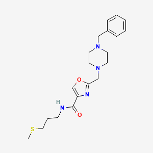 molecular formula C20H28N4O2S B3797635 2-[(4-benzylpiperazin-1-yl)methyl]-N-(3-methylsulfanylpropyl)-1,3-oxazole-4-carboxamide 