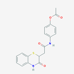 molecular formula C18H16N2O4S B379764 4-{[2-(3-oxo-3,4-dihydro-2H-1,4-benzothiazin-2-yl)acetyl]amino}phenyl acetate CAS No. 305373-29-9
