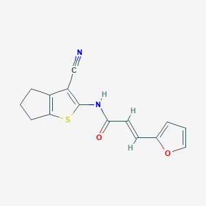 molecular formula C15H12N2O2S B379767 (2E)-N-(3-cyano-5,6-dihydro-4H-cyclopenta[b]thiophen-2-yl)-3-(furan-2-yl)prop-2-enamide 