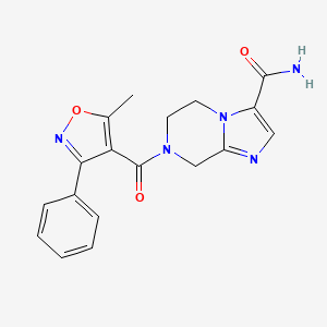 molecular formula C18H17N5O3 B3797681 7-[(5-methyl-3-phenylisoxazol-4-yl)carbonyl]-5,6,7,8-tetrahydroimidazo[1,2-a]pyrazine-3-carboxamide 