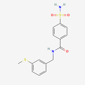 molecular formula C15H16N2O3S2 B3797687 4-(aminosulfonyl)-N-[3-(methylthio)benzyl]benzamide 