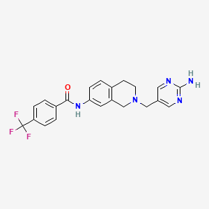 molecular formula C22H20F3N5O B3797689 N-[2-[(2-aminopyrimidin-5-yl)methyl]-3,4-dihydro-1H-isoquinolin-7-yl]-4-(trifluoromethyl)benzamide 