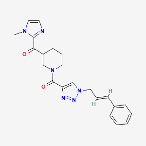 molecular formula C22H24N6O2 B3797714 (1-methyl-1H-imidazol-2-yl)[1-({1-[(2E)-3-phenyl-2-propen-1-yl]-1H-1,2,3-triazol-4-yl}carbonyl)-3-piperidinyl]methanone 