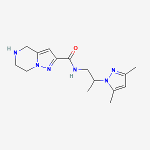 molecular formula C15H22N6O B3797716 N-[2-(3,5-dimethyl-1H-pyrazol-1-yl)propyl]-4,5,6,7-tetrahydropyrazolo[1,5-a]pyrazine-2-carboxamide hydrochloride 