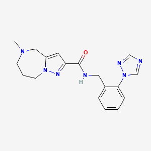 molecular formula C18H21N7O B3797747 5-methyl-N-[2-(1H-1,2,4-triazol-1-yl)benzyl]-5,6,7,8-tetrahydro-4H-pyrazolo[1,5-a][1,4]diazepine-2-carboxamide 