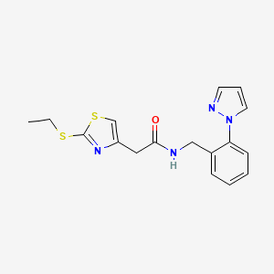 molecular formula C17H18N4OS2 B3797763 2-[2-(ethylthio)-1,3-thiazol-4-yl]-N-[2-(1H-pyrazol-1-yl)benzyl]acetamide 