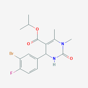 molecular formula C16H18BrFN2O3 B379778 Isopropyl 4-(3-bromo-4-fluorophenyl)-1,6-dimethyl-2-oxo-1,2,3,4-tetrahydro-5-pyrimidinecarboxylate 