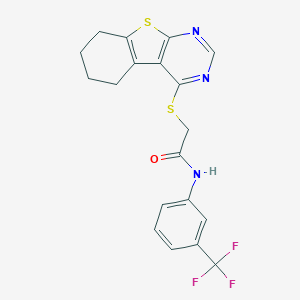 2-(5,6,7,8-tetrahydro-[1]benzothiolo[2,3-d]pyrimidin-4-ylsulfanyl)-N-[3-(trifluoromethyl)phenyl]acetamide