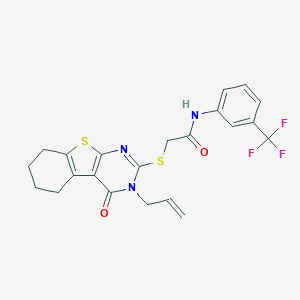 2-[(4-oxo-3-prop-2-enyl-5,6,7,8-tetrahydro-[1]benzothiolo[2,3-d]pyrimidin-2-yl)sulfanyl]-N-[3-(trifluoromethyl)phenyl]acetamide