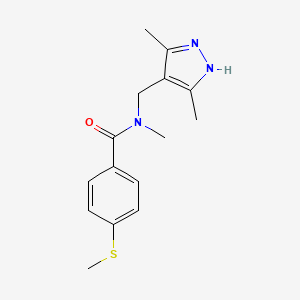 molecular formula C15H19N3OS B3797832 N-[(3,5-dimethyl-1H-pyrazol-4-yl)methyl]-N-methyl-4-(methylthio)benzamide trifluoroacetate 