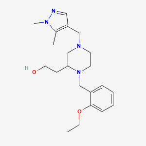 molecular formula C21H32N4O2 B3797839 2-[4-[(1,5-dimethyl-1H-pyrazol-4-yl)methyl]-1-(2-ethoxybenzyl)-2-piperazinyl]ethanol 