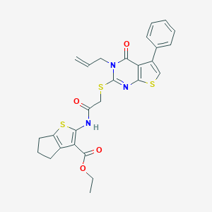 ethyl 2-({[(3-allyl-4-oxo-5-phenyl-3,4-dihydrothieno[2,3-d]pyrimidin-2-yl)sulfanyl]acetyl}amino)-5,6-dihydro-4H-cyclopenta[b]thiophene-3-carboxylate