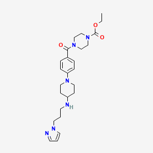 ethyl 4-[4-(4-{[3-(1H-pyrazol-1-yl)propyl]amino}-1-piperidinyl)benzoyl]-1-piperazinecarboxylate