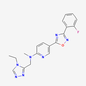 molecular formula C19H18FN7O B3797861 N-[(4-ethyl-4H-1,2,4-triazol-3-yl)methyl]-5-[3-(2-fluorophenyl)-1,2,4-oxadiazol-5-yl]-N-methyl-2-pyridinamine 