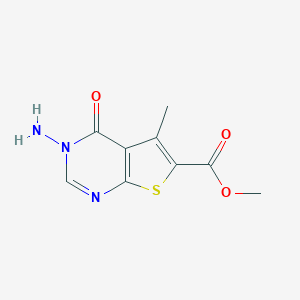 molecular formula C9H9N3O3S B379789 3-Amino-5-metil-4-oxo-3,4-dihidrotieno[2,3-d]pirimidina-6-carboxilato de metilo CAS No. 307324-80-7