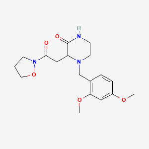 molecular formula C18H25N3O5 B3797900 4-(2,4-dimethoxybenzyl)-3-[2-(2-isoxazolidinyl)-2-oxoethyl]-2-piperazinone 