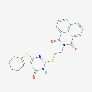 2-[2-[(4-oxo-5,6,7,8-tetrahydro-3H-[1]benzothiolo[2,3-d]pyrimidin-2-yl)sulfanyl]ethyl]benzo[de]isoquinoline-1,3-dione