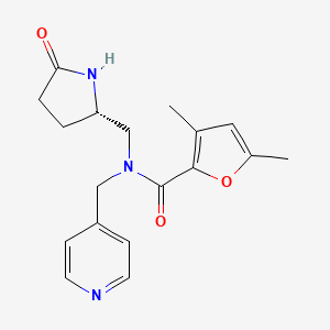 molecular formula C18H21N3O3 B3797924 3,5-dimethyl-N-{[(2S)-5-oxo-2-pyrrolidinyl]methyl}-N-(4-pyridinylmethyl)-2-furamide trifluoroacetate 