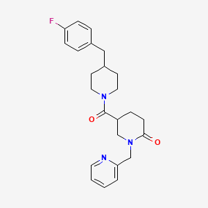 molecular formula C24H28FN3O2 B3797940 5-{[4-(4-fluorobenzyl)-1-piperidinyl]carbonyl}-1-(2-pyridinylmethyl)-2-piperidinone 