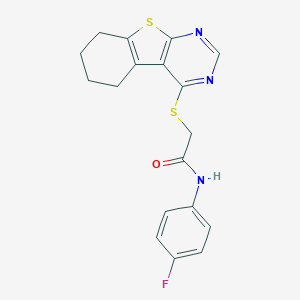 molecular formula C18H16FN3OS2 B379795 N-(4-fluorophenyl)-2-(5,6,7,8-tetrahydro[1]benzothieno[2,3-d]pyrimidin-4-ylsulfanyl)acetamide CAS No. 302575-78-6