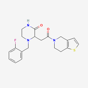 3-[2-(6,7-dihydro-4H-thieno[3,2-c]pyridin-5-yl)-2-oxoethyl]-4-[(2-fluorophenyl)methyl]piperazin-2-one