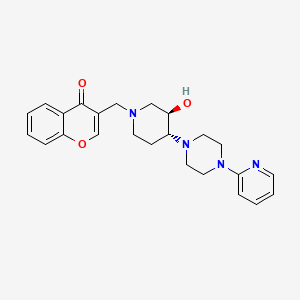 molecular formula C24H28N4O3 B3797982 3-[[(3R,4R)-3-hydroxy-4-(4-pyridin-2-ylpiperazin-1-yl)piperidin-1-yl]methyl]chromen-4-one 