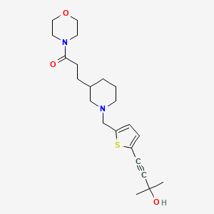 molecular formula C22H32N2O3S B3798014 2-methyl-4-[5-({3-[3-(4-morpholinyl)-3-oxopropyl]-1-piperidinyl}methyl)-2-thienyl]-3-butyn-2-ol 