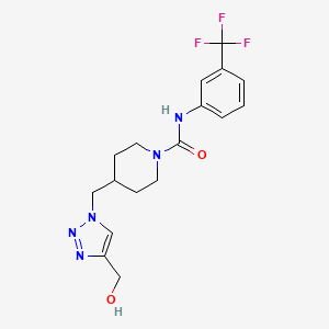 molecular formula C17H20F3N5O2 B3798048 4-{[4-(hydroxymethyl)-1H-1,2,3-triazol-1-yl]methyl}-N-[3-(trifluoromethyl)phenyl]-1-piperidinecarboxamide 